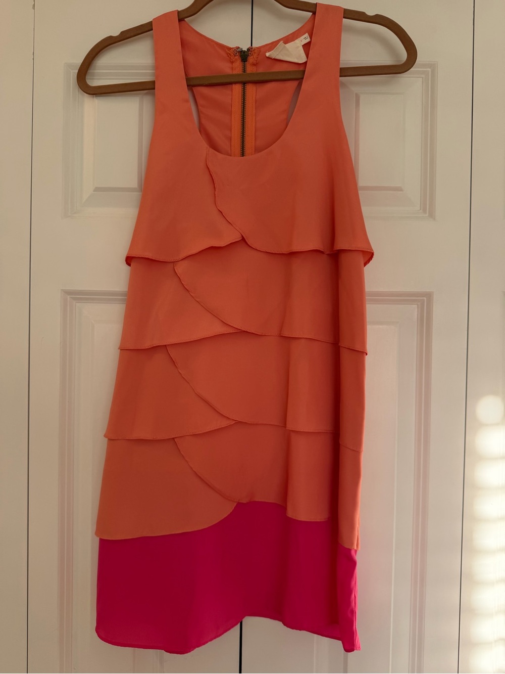 Lush Coral and Pink Tiered Ruffle Mini Dress